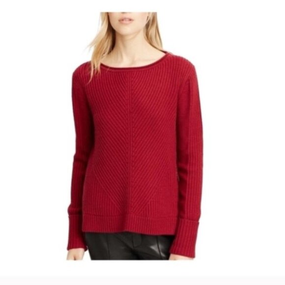 Vince Directional Rib Cashmere  and Wool Sweater - Red - Size S - Picture 1 of 16